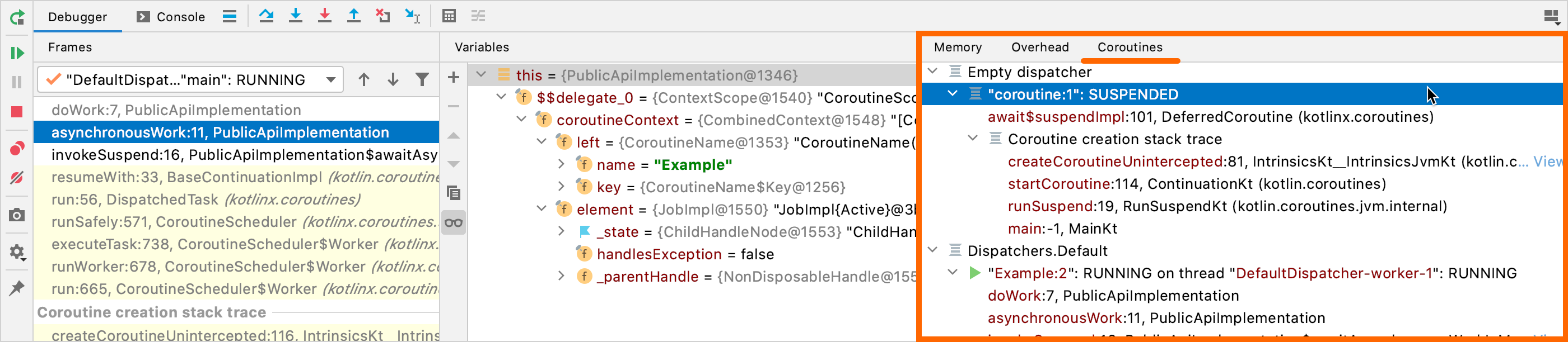 Debugging coroutines Debugging coroutines