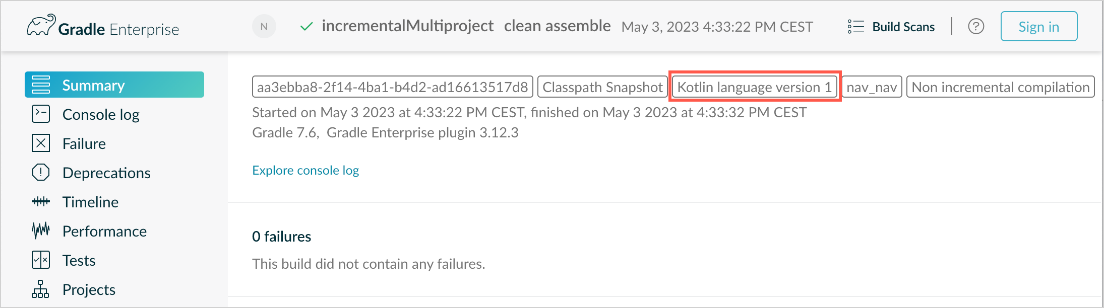 Gradle build scan - K1 Gradle build scan - K1