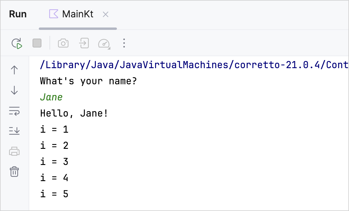 Kotlin run output Kotlin run output