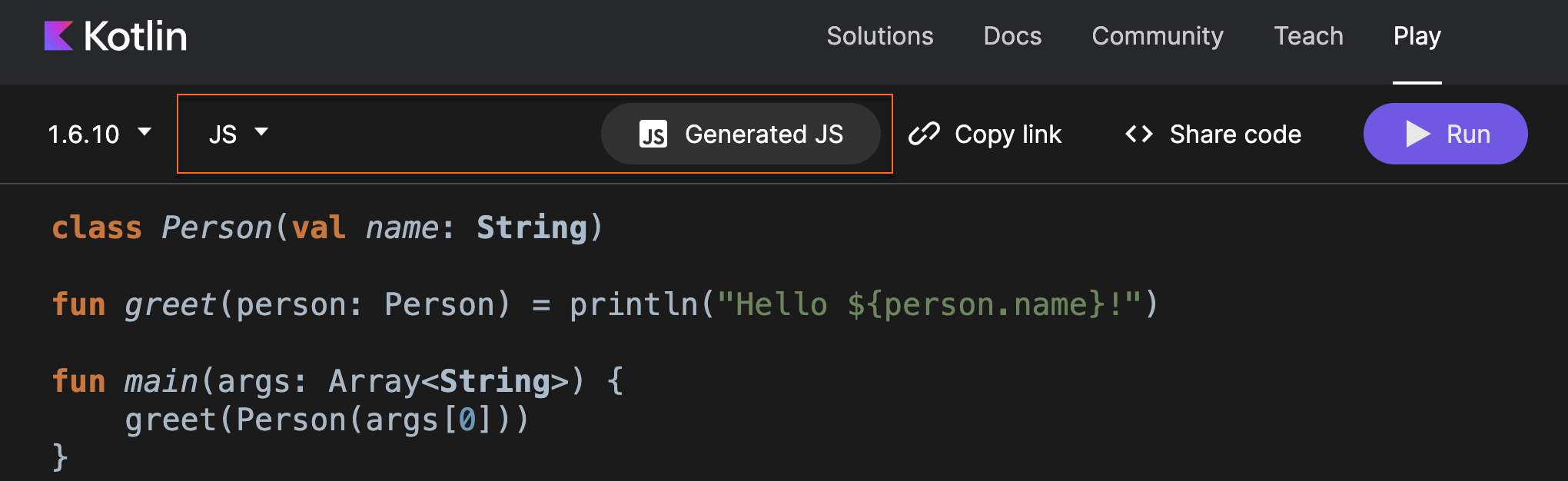 Playground: generated JS Playground: generated JS