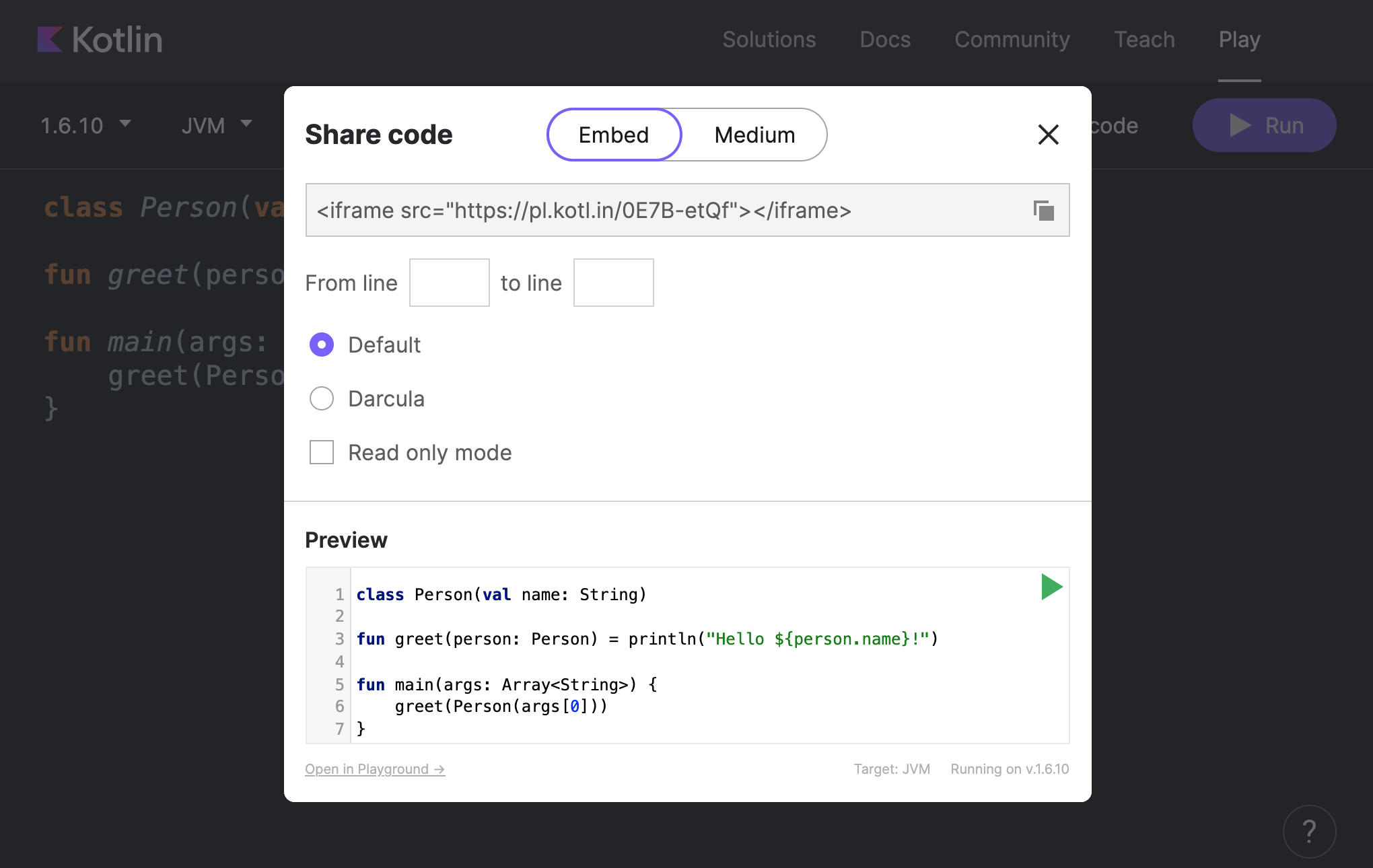 Playground: share code Playground: share code