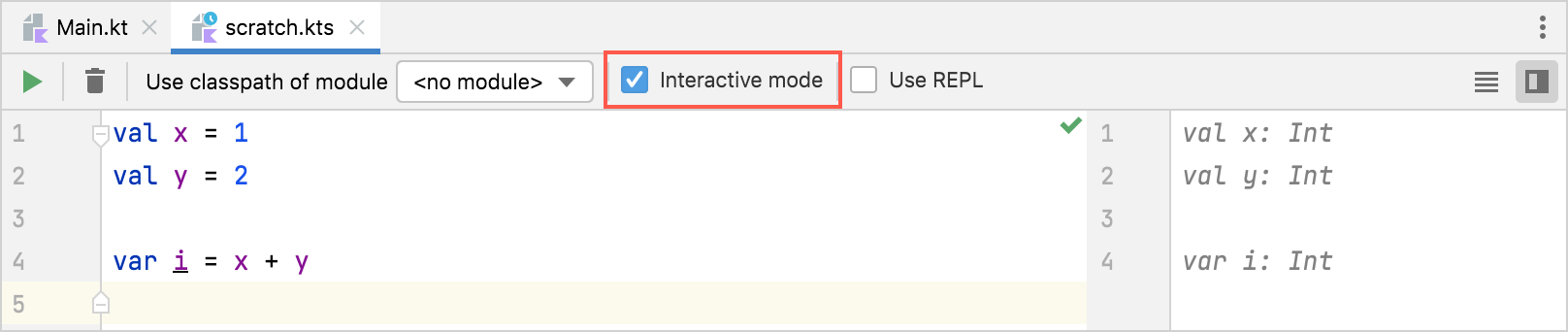 Scratch interactive mode Scratch interactive mode