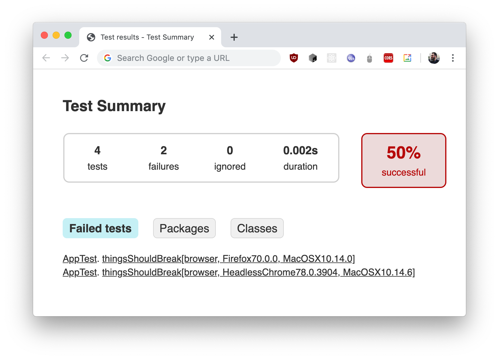 Gradle test summary Gradle test summary