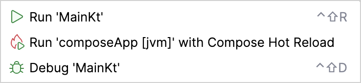 Run Compose Hot Reload from gutter