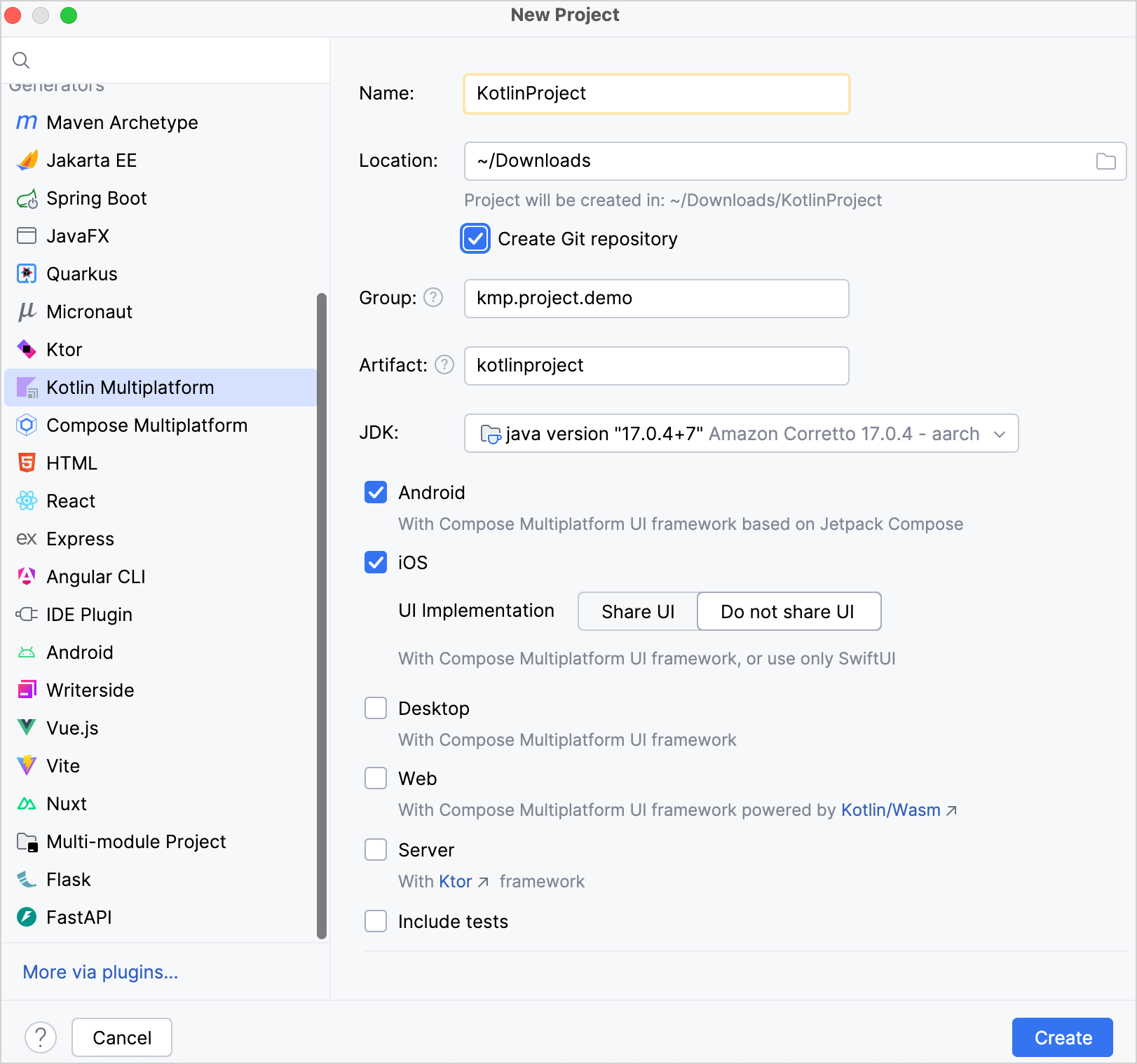 Create simple multiplatform project Create simple multiplatform project