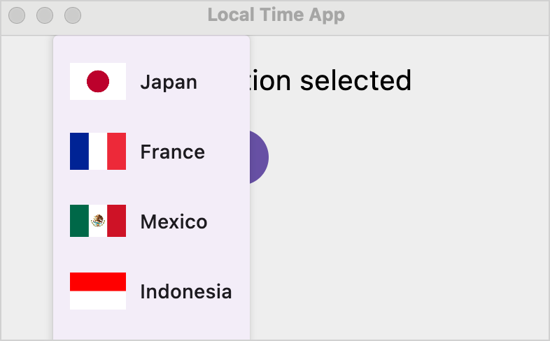 The country flags in the Compose Multiplatform app on desktop