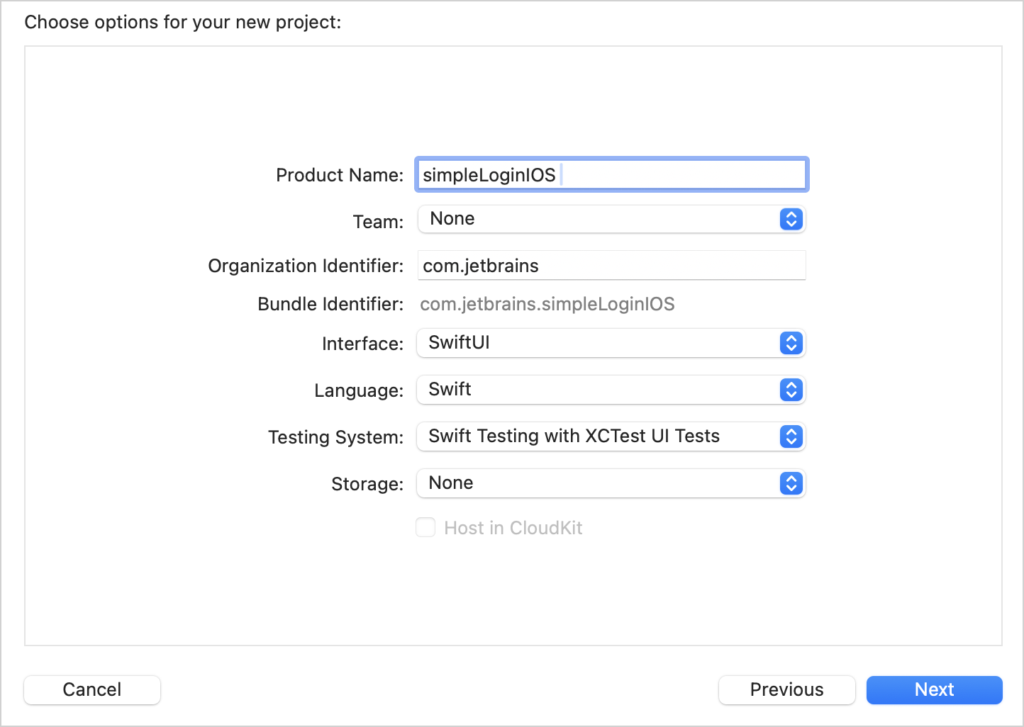iOS project settings iOS project settings