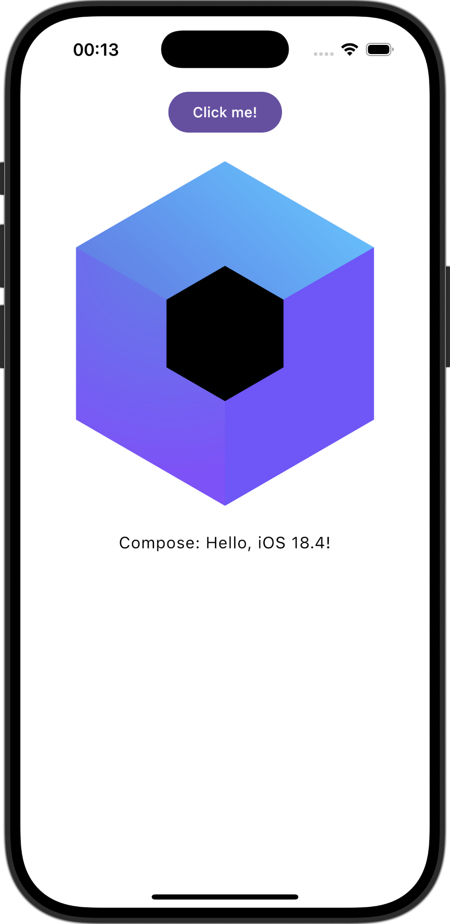 iOS app ran on a virtual device