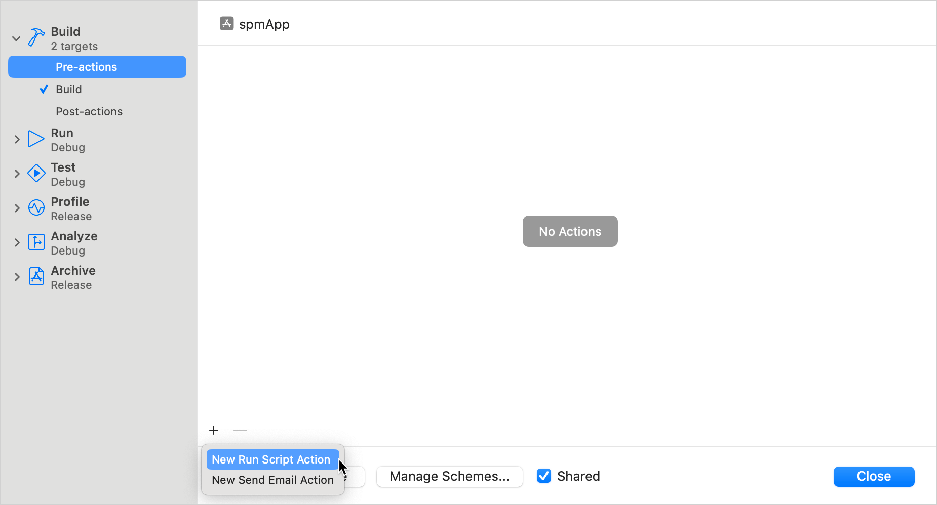 New run script action New run script action